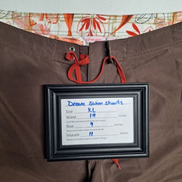 Dream Swim Shorts Trunks Drawstring Brown Pockets Mens XL - Picture 4 of 7